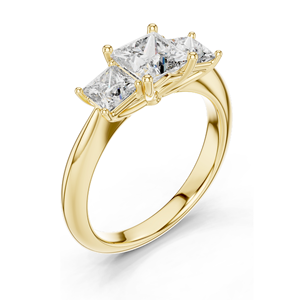 Anillo de Compromiso de 3 Piedras con Diamante de Laboratorio de 2.00 CT, Corte Princesa, Oro de 10KT, 14KT, 18KT y Plata 925, Oro Rosa, Amarillo, Blanco - Product Image 5