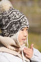 Bonnet d'hiver pour enfants MONECO, tricot plat, réglable, 7-12 ans, épais, chaud, élégant, pompon, oreilles, décontracté, extérieur, 100% biologique