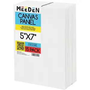 MEEDEN papan kanvas 15 Pak, perlengkapan seni kanvas putih kosong 8oz katun 100% * 7 inci untuk melukis