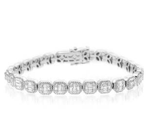 Pulsera de Diamantes Baguette, Pulsera de Tenis de Moissanita, Joyería de Boda, Regalo de Aniversario, Joyería Especial Chapada en Oro Blanco - Product Image 4