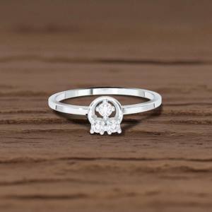 Juego de puntas de anillo de diamante de corte redondo cultivado en laboratorio de 0,08 quilates con diseño minimalista de inspiración geométrica 10K 14K 18K oro sólido - Product Image 4