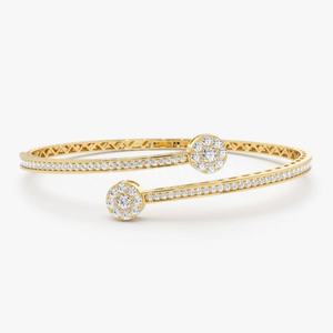 Brazalete abierto de diamantes Diseño minimalista en oro rosa Amarillo Blanco-Unisex para regalos de fiesta de boda-Circón de piedra principal - Product Image 1
