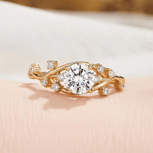 Anillo Vintage de Oro Macizo con Diamante Cultivado en Laboratorio Estilo Rama, de Moda, para Promesa o Compromiso, Regalo para Mujer, Joyería al por Mayor - Product Image 2