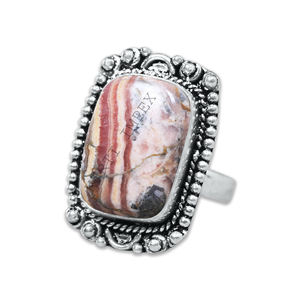 Moda hecha a mano S925 plata esterlina noviembre piedra natal Natural Rodocrosita rectángulo corte piedra preciosa anillos Unisex joyería fina - Product Image 1