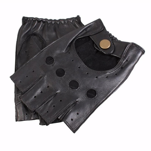 Gants de conduite de sécurité d'hiver en cuir de vachette de haute qualité légers et antidérapants élégants demi-doigts pour une utilisation en voiture à vélo - Product Image 2