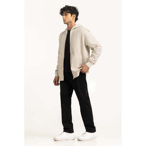 Veste décontractée à capuche zippée pour l'automne, coupe régulière, en polaire tricotée polyester/coton, douce et respirante, OEM ODM Marque Privée - Product Image 4