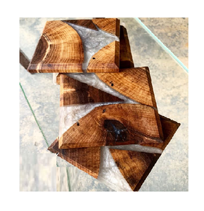 Posavasos de resina únicos altos, posavasos de resina de pizarra de madera de acacia cuadrada personalizada al por mayor, posavasos de piedra de barra - Product Image 2