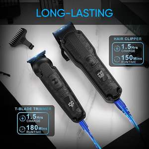 Tondeuse à cheveux sans fil professionnelle pour hommes, kit de coupe de cheveux, tondeuse à barbe étanche IPX7 avec source d'alimentation par batterie - Product Image 3