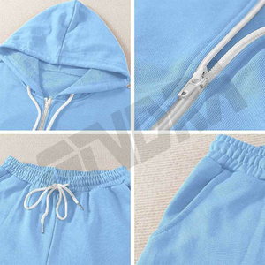 Fixmatti Conjunto de chándal con capucha para mujer en azul Tamaño grande Sudadera acogedora y Jogger Traje de dos piezas Chill Streetwear Lounge Look - Product Image 5