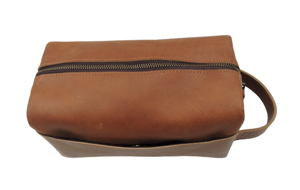 Kit Dopp en cuir de chèvre véritable personnalisé Organisateur de voyage Trousse de toilette avec fermeture à glissière et poignée unique pour un usage quotidien OEMODM - Product Image 6