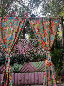 Hermosas cortinas y cenefas indio de algodón con estampado floral de melocotón, tratamientos de ventana para habitaciones - Product Image 3