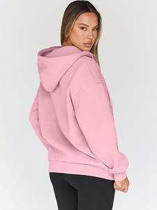 Sudadera con capucha y cremallera completa de lana para mujer de primera calidad Sudadera con capucha con cremallera OEM personalizada para ropa informal y activa - Product Image 3