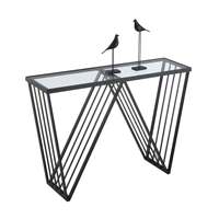 Table console en verre avec cadre en métal noir géométrique, design moderne, accent d'entrée pour les espaces de vie contemporains