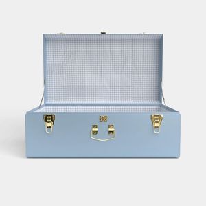 Baúl de Almacenamiento Metálico Rosa, Rectangular, con Acabado Lacado y Cierres Dorados, para Dormitorio, Cuarto de Niños, Armario de Juguetes - Product Image 3
