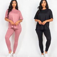 Ensemble de sport 2 pièces pour femme grande taille en polaire, respirant et à séchage rapide, comprenant un t-shirt de yoga moulant et un legging avec soutien-gorge intégré
