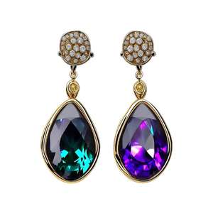 Boucles d'oreilles pendantes en argent sterling 92.5 faites à la main Améthyste bleue Hydro Faceted Poire Shape Fashion Drop Style - Product Image 1