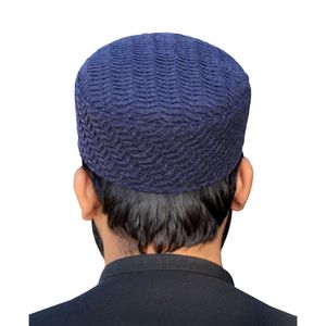 Chapeau de prière musulman gris foncé et bleu mélangé pour hommes, chapeau rigide Kufi, couvre-chef islamique, Namaz Topi professionnel - Product Image 6