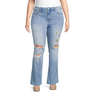 Juniors Plus Size Fashion Flare Jeans Womens Flare Jeans Mid Rise Flared Jeans Pantalones para mujer