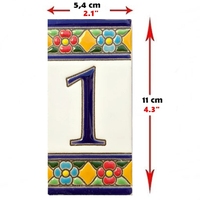 Plaque de porte brillante sur mesure Carreau de céramique artisanal de style espagnol moderne avec décorations de chiffres en lettres 3D pour intérieurs