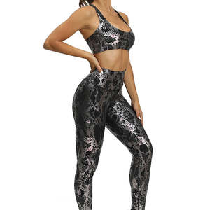 Conjuntos de yoga sostenibles y ligeros para mujer: nuevas ideas de productos, pantalones y mallas de yoga con cintura elástica y patrón sólido - Product Image 5