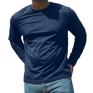 Camiseta personalizada de alta calidad con cuello redondo de marca, camiseta lisa, camiseta de manga completa de algodón y poliéster de secado rápido, Camiseta holgada para hombre - Product Image 1