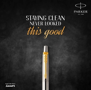 Premium Quality Parker Jotter Chrome Ballpoint Pen Metal Body Gold Arrow Design Blue <b>Ink</b> 1.0mm Click-function Office School - Product Image 4