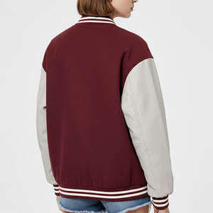 Veste universitaire personnalisée avec logo brodé, prix de gros abordable, en coton épais rembourré avec manches en cuir, style baseball - Product Image 6