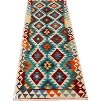 Alfombra Vintage Kilim Runner hecha a mano, tejido plano de lana, lana de alta calidad, diseño geométrico Tribal colorido, alfombra para pasillo, 1 pieza