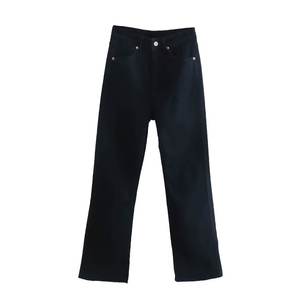 Jean droit délavé et vieilli pour homme, coupe décontractée, coupe lame, en denim, style urbain streetwear, couleur unie, hiver, imprimé 3D - Product Image 2
