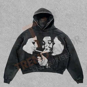 Sweat-shirt à capuche pour homme en coton lourd, personnalisé avec impression DTG, taille plus, pull-over uni de luxe - Product Image 3