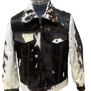 เสื้อแจ็คเก็ตหนังวัวแท้ 100% ทำมือ เป็นมิตรกับสิ่งแวดล้อม ด้านหน้าเรียบ ย้อมสี คอตั้ง ผ้าแคนวาส สไตล์ลำลอง เสื้อโค้ทฤดูหนาว ปิดด้วยซิป สำหรับผู้ชาย - Product Image 1