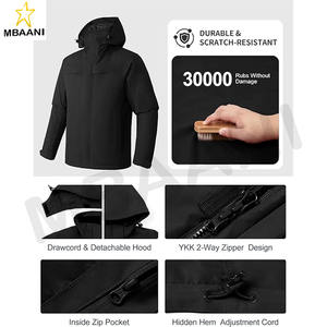 Veste imperméable pour homme, légère, à capuche, pour la randonnée et les activités de plein air, avec 3 poches, coupe-vent - Product Image 5