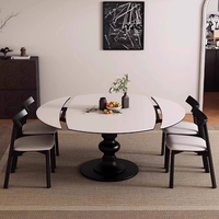 Table à manger extensible en bois massif de style chinois moderne avec 4 chaises, plateau en pierre durable, mobilier de maison pour usage hôtelier