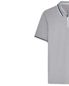 Light Grey Half Zip <b>Polo</b> <b>Shirt</b> Men Summer Soft Breathable Short Sleeve <b>Pocket</b> Design Casual Comfortable Daily Wear Fashion Top - Product Image 3