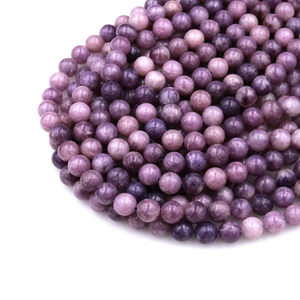 Collier en cristal naturel, perles de lépidolite lisses, pierre rouge polie, bijoux, brin lâche, grossiste en pierres précieuses pour la guérison - Product Image 2