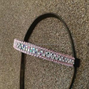 Bande de sourcils Bling multicolore rose Diamante licorne étincelle en cuir noir de haute qualité bande de sourcils de cheval personnalisée - Product Image 5