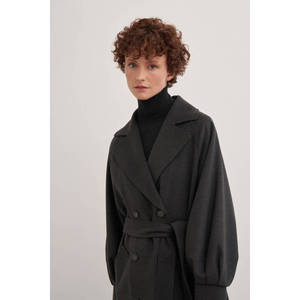 เสื้อโค้ทกันลมสีเทาแบบทอสำหรับฤดูใบไม้ร่วง - Product Image 3