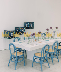 Mesas y sillas de ratán modernas azules para niños Diseño ecológico seguro para uso en hoteles y cocinas - Product Image 3