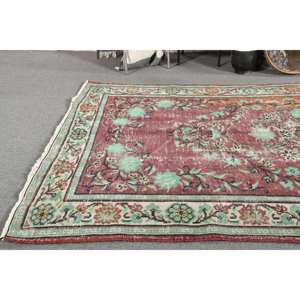 Alfombra turca Vintage, patrón de retales rojo y verde clásico, área grande, 5,4x8,3 pies, Material de lana, látex para pasillo rectangular adolescente - Product Image 2