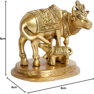 รูปปั้นวัว kamadhenu ทองเหลืองรูปเทวรูปบีฮากวันแกะสลัก surabhi สำหรับตกแต่งบ้าน Vastu Feng Shui โชคดีของขวัญแต่งงานสำหรับคู่รัก