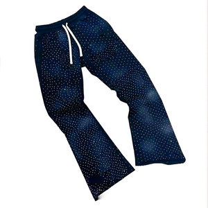 Pantalon de survêtement personnalisé 100% coton épais avec strass, brodé au soleil, délavé à l'acide, lavé à la pierre, pour hommes, service OEM - Product Image 4