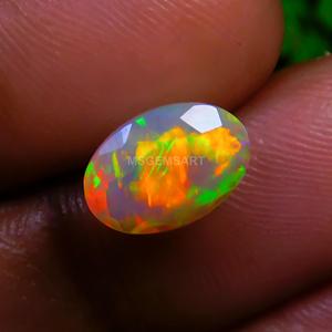 Ópalo de fuego de calidad increíble, piedra preciosa facetada, forma ovalada, Ópalo suelto, corte de ópalo etíope multicolor para hacer joyas - Product Image 4