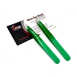 Pince à épiler à sourcils en acier durable avec logo personnalisé Ciseaux incurvés droits Ombre verte avec sourcils pointus inclinés Outil de beauté à ressort - Product Image 5