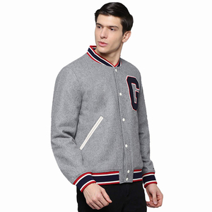 Chaqueta Universitaria Unisex con Cuello Acanalado Distintivo, Manga en Contraste, Espíritu Escolar, Bordado Personalizado, Equipo Escolar - Product Image 3