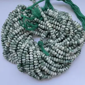 6毫米8毫米10毫米天然绿色苔藓玛瑙石光滑朗德尔珠串珠宝制作手链项链宝石AAA