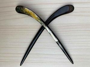 Épingles à cheveux en corne de buffle polie pour femmes, bâton de coiffure en corne de bœuf, accessoire naturel - Product Image 3