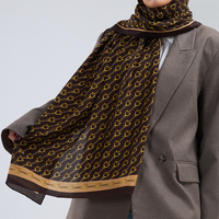 Élégant châle long en soie de mûrier 100% roulé à la main, marron foncé, de luxe, avec chaîne équestre, pour femme, décontracté et de qualité supérieure