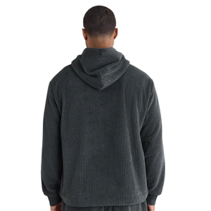 Sweat à capuche côtelé pour homme TOP, en coton mélangé, chaud, décontracté, uni, à manches longues, streetwear, texturé, personnalisé - Product Image 4