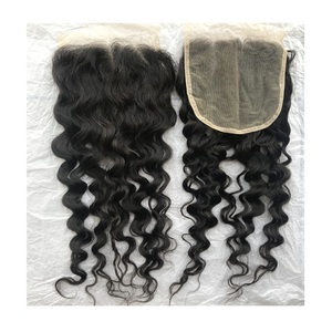 100% Raw Indian Temple 5x5 Natural rizado cierre humano camboyano cutícula alineada extensiones de cabello rizado Raw venta al por mayor Remy Virgin - Product Image 1