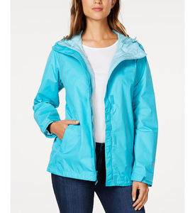 2022 Women's Lightweight Waterproof <b>Raincoat</b> Jacket Embroidered Stripe Decoration Nylon Lining <b>Hood</b> Outdoor Use Plain Dyed - Product Image 3